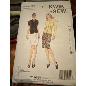 NEW UNCUT KwikSew Pattern #3084 Misses Fitted Top & Skirt Size (XS-S-M-L-XL)